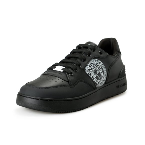 Versace Men's Medusa Logo Black Leather Sneakers Shoes US 8 IT 41